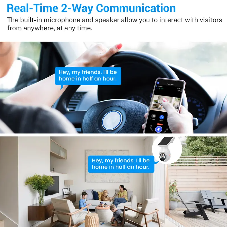 Solar-Powered Wireless Security Camera with Human Detection & 1080P Night Vision