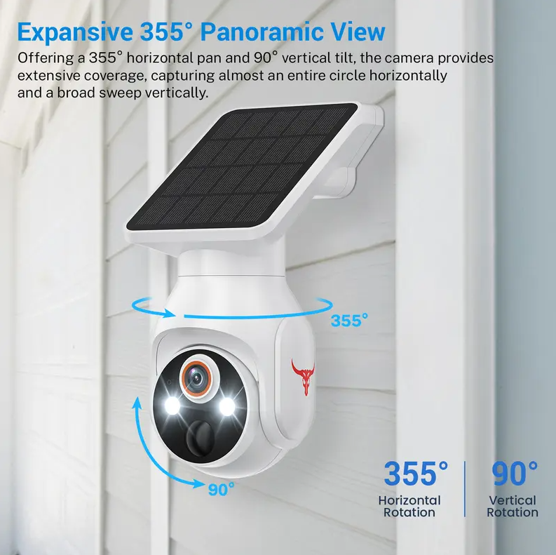 Solar-Powered Wireless Security Camera with Human Detection & 1080P Night Vision